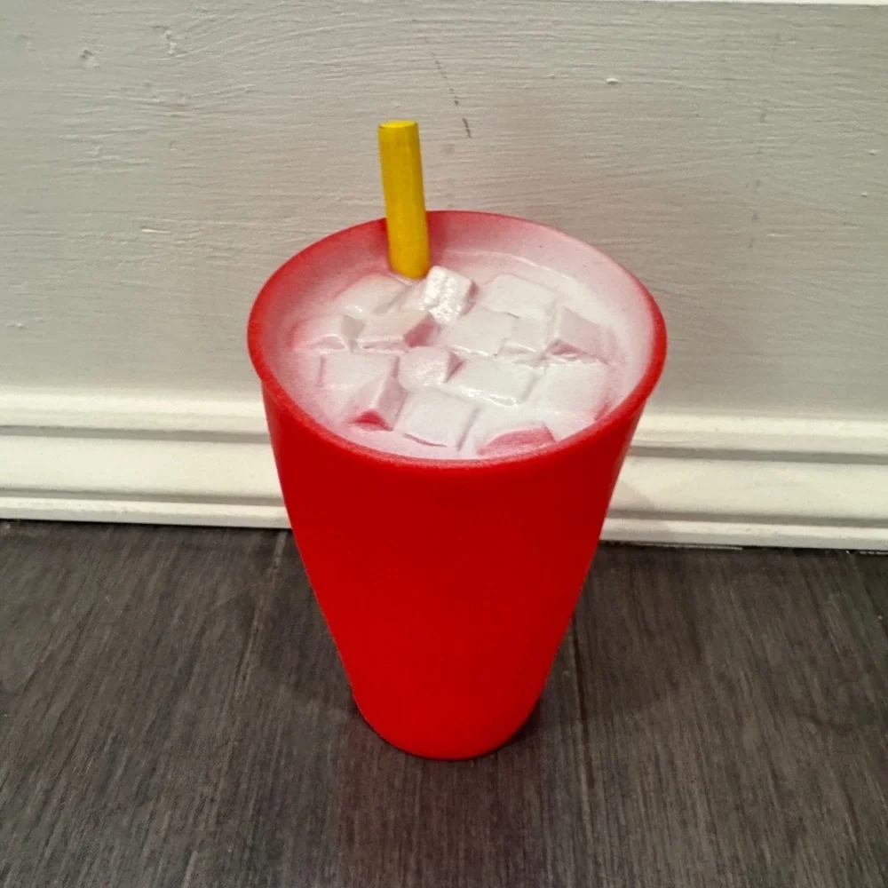 NWOT Pet Dog Squeaker Red Tumbler with Yellow Straw